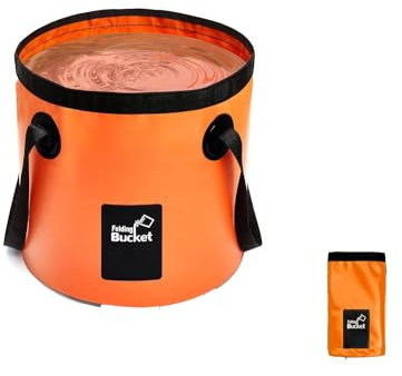 Voarge Portable Folding Water Bucket, Outdoor Washing Bowl for Camping, Collapsible Storage Container for Travel, Hiking & Fishing (Orange, 20L)
