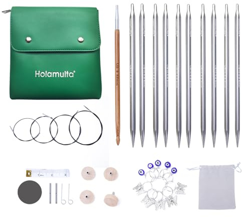Holamulta Ergonomisches, dreieckiges, austauschbares Rundstricknadel-Set, ideal für Arthritis und große Hände (Silbergrau)