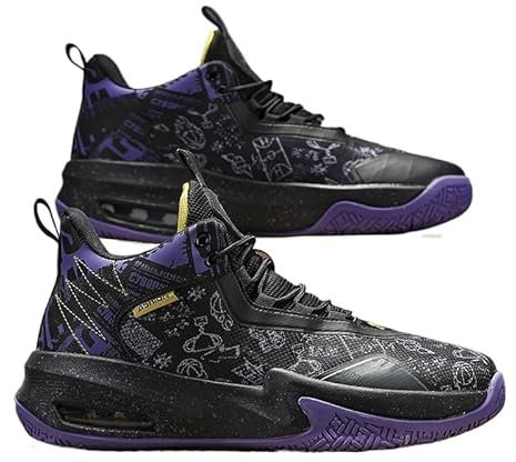 Scarpe da Basket Alte da Uomo con Tessuto Oxford Graffiti Impermeabili, Traspiranti Maggiore traspirabilità Scarpe da Corsa Antiscivolo e ammortizzanti Stivali da Basket for Studenti (Color : Purple
