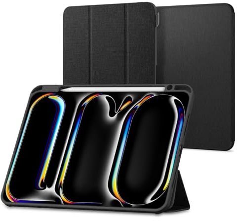 Spigen Urban Fit Hülle für iPad Pro 11 Zoll M5 (2025) / M4 (2024) | Elegantes minimalistisches Design mit Pencil Halter, Tri Fold Standfunktion, Auto Sleep/Wake - Schwarz