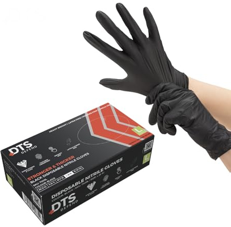 DTS Defend Nitrile Gloves - Disposable Gloves Box of 100 - Super Strong Heavy Duty Blue Gloves - PPE Gloves - Latex Free (Large)