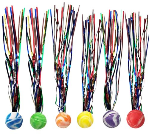 Glitzer Flummies, 20 Stück Hüpfball für Kinder, Hüpfbälle mit Farbige Bänder, für Kindergeburtstag Gastgeschenke Party Weihnachten