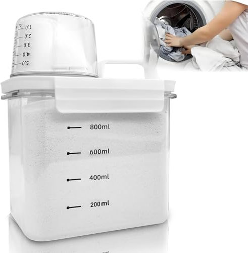 Roysmart Luftdichter Waschmittelspender mit Messbecher, 1100ML Waschmittel Waschpulver Aufbewahrungsbox, Waschpulver Dose, Waschmittel Aufbewahrung Spender, Mehrzweck Waschmittelbox für Waschmittel