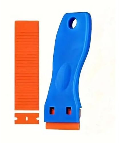 Plastic Blade Scrapers with Replaceable Blades, Paint, Glue, Sticker, Decal, Label Removal Tool, Glass, Car, Window, Cooktop, Caulking Cleaning Scraper (1 Scraper, 10 Blades)