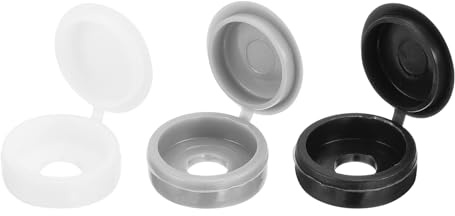 sourcing map 210Pcs Screw Cover Caps, Plastic Hinged Screw Covers, Snap Washer Covers Screw Caps for Furniture and Walls, Black/White/Grey