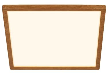 BRILONER - LED Deckenlampe mit indirektem Licht, flach, warmweißes Licht, Lampe, Deckenleuchte, Wohnzimmerlampe, LED Panel, Küchenlampe, Schlafzimmerlampe, 29x29x3 cm, Rahmen in Holzoptik