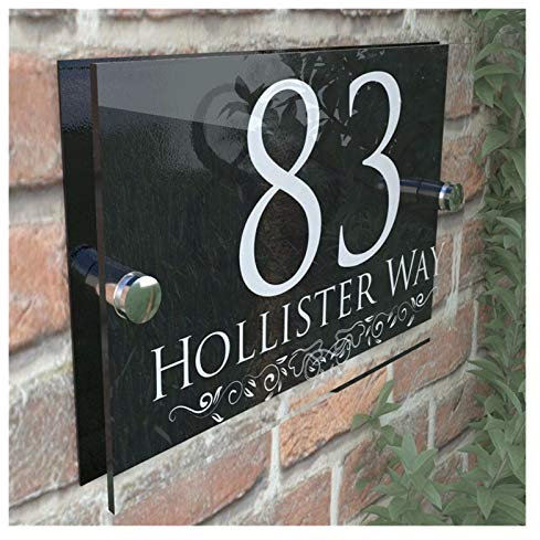Hausnummer,Hausnummernschild 200x140mm Personalisierte Hausnummer Zeichen Tür Zahlen Straße Plaketten Modern Glas