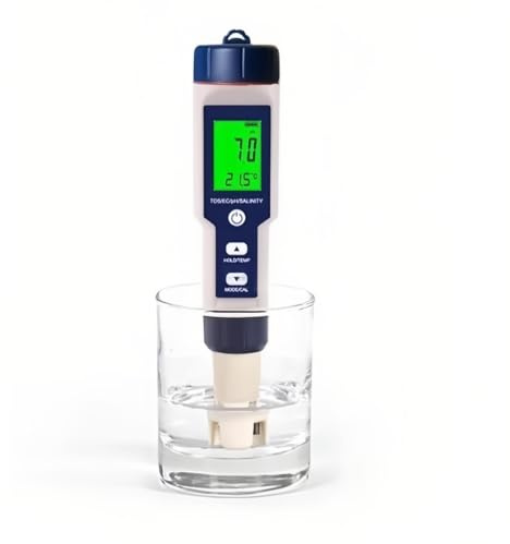 Unyverwise 5 in 1 Pool Salt Tester & pH Meter - Aquarium Salinity, PH, Temp, EC, and TDS Meter, Digital Tester for Aquariums Pools, Spa, Hot Tub, Hydroponic, Drinking Water, Home Brewing etc