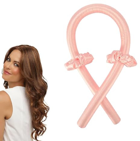 XPEX Bigodino Fascia Capelli,Bigodino Lungo Per Boccoli,Fascia Bigodino,Senza Calore,Velluto,Fascia Morbida Curler Arricciacapelli Per Capelli Medi Lunghi(Rosa)