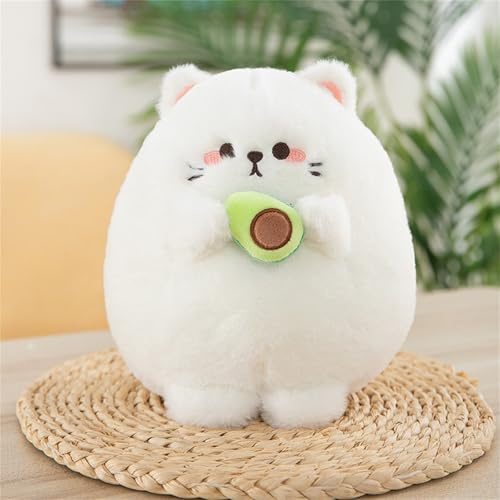 champracer Katze mit Avocado, Kawaii Plüschtier Katze, Kuscheltier Plüschtier Avocado Katze Toy Avocado Katze Puppe Kissen, Geschenke für Freunde Kinder (45 cm,Weiß)