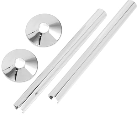 KONTONTY Radiator Pipe Covers and Plumbing Flange Plates Set Chrome-Plated PVC Pipe Decoration Covers 15mm Split Flanges for Wall and Shower Valve Concealment 2pcs Kit