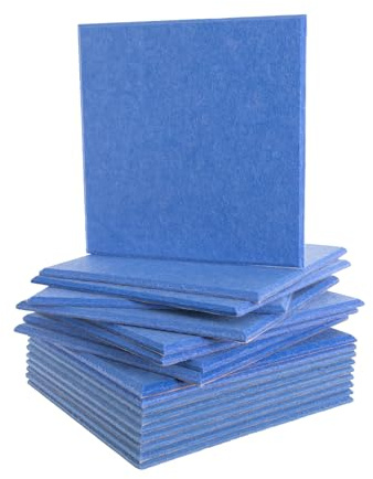 18 Stück Akustikpaneele, Selbstklebend Quadratisch Akustik Panel, Wand Decke Schallschutzplatten Schallabsorber Schallschutz, für Studio Büro Akustische Behandlung, 30x30cm (Blau)