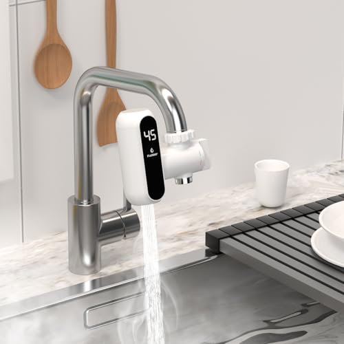 Fudeer Compact Instant Electric Water Heater (25°C-45°C) Instant hot Water Compatible with Nearly All Faucet Connections,Ideal for Kitchens,bathrooms,Laundry,workshops,etc. 220V-240V(White)