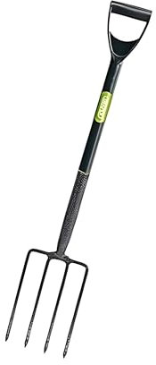 Garden Border Digging Fork Carbon Steel Gardening Fork with PVC Grip Heavy Duty Garden Fork for Digging Manure Fork Pitchfork Tool for Soil Cultivating & Aerating, Rust-Resistant