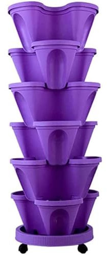 Juego de macetas verticales apilables de 3 niveles para interiores y exteriores, sistema de riego automático para fresas, hierbas, pimientos, flores y plantas