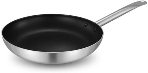 Edelstahl Wok Pfanne, antihaftbeschichtet, geeignet für alle Herdplatten inklusive Induktion, Cool Touch Griffe