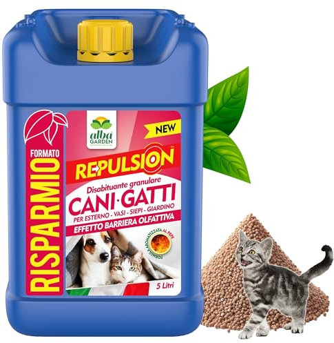 Albagarden - Disabituante Gatti E Per Cani - Repellente E Barriera Olfattiva Naturale Contro Le Cattive Abitudini Pipì - Scaccia Animali Domestici Senza Veleno Ed Ultrasuoni - Granulare x 5 Lt