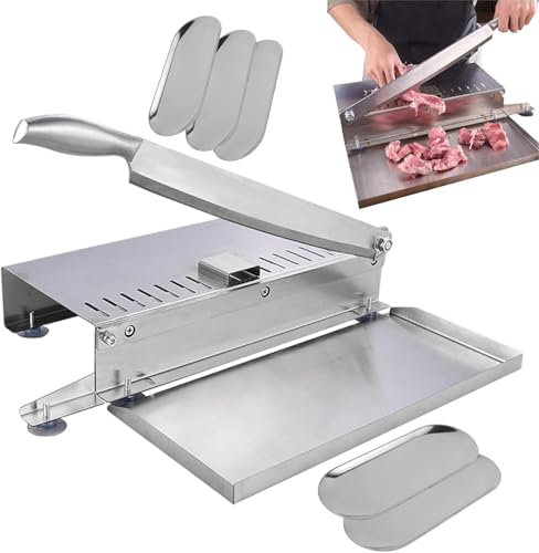 LLHTTDMBDFC Cortafiambres, Cortadora De Fiambre, Picadora de Carne for Costillas, Cuchillas de Carne con Pala de Almacenamiento de Gran Capacidad, máquina cortadora de Carne for cecina y Verduras