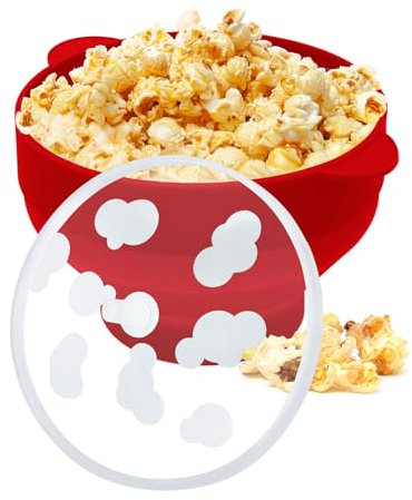 Palomitas de maíz de silicona, plegable, para noches de cine familiares (rojo)