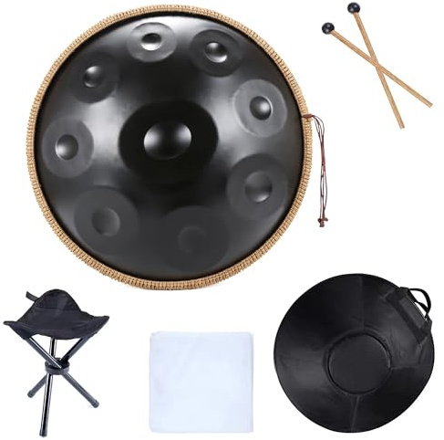 XPJYUA Handpan-Trommel Handpan 432 Hz 12 Noten D-Moll 22 Zoll 10 9 Noten Pantam Steel Hand Pan Drum Yoga Meditation Musikinstrumente(10 Notes 432HZ)