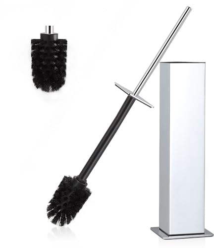 BVL Toilettenbürste und Halter Set Chrom Edelstahl 304 Quadratisch Freistehende Toilettenbürste für Badezimmer