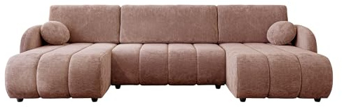 Mirjan24 Ecksofa Zerlita U mit Bettkasten und Schlaffunktion, Freistehendes U-Form Sofa/Couch, Eckcouch mit Bettfunktion, Polsterecke, Wohnlandschaft, Sofagarnitur (Sereno 687)