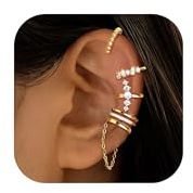 YADOCA 5Pcs Ear Cuff Gold Ohrmanschette Ohrringe Ohne Ohrloch Earcuffs Helix Knorpel Clip auf Wickelohrring Fake Pircings Ear Cuffs Ohrklemme