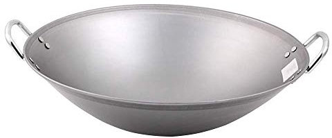 JZFOACHR Wok-pavimenti, padella in ghisa con pentola con rivestimento antiaderente a mano Professional Wok Pot vaso con manico in acciaio 50 cm (dimensioni: 46 cm)