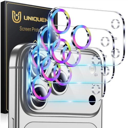 UniqueMe for iPhone 17 Pro Max Camera Lens Protector - 3 Pack Ultra HD Tempered Glass Camera Len Protection Cover [Case Friendly] [Scratch-Resistant] [Night Shooting Mode] Colorful Circle