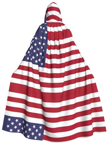 Pidgazdfgv Kapuzenumhang mit amerikanischer Flagge für Erwachsene, Ritter, cooles Halloween-Kostüm, Umhang mit Kapuze