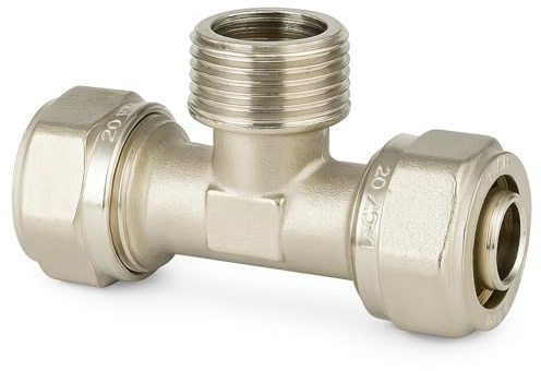 Raccordi a Compressione per Tubo Multistrato Acqua Ø16 Ø20 Ø26 Ø32 – Raccordi a Stringere per Impianti Idraulici Resistenti – LEMAG SRL (T maschio 20)