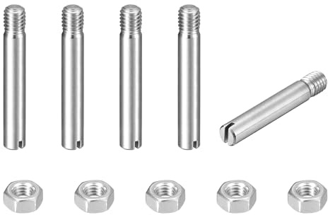 QUARKZMAN 5 Stück Zylinderstifte M6*40mm 304 Edelstahl Dübelstifte | M6*6mm Außengewinde, Gewindestifte Schlitz und Muttern Set für Mechanische Fertigung, Industrie, Möbel Montage