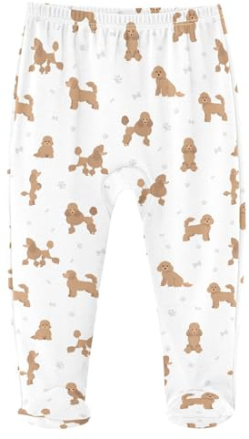 JHKKU Miniature Poodle Dog Baby Boys Footed Pants Cotton Infant Tights Casual Bottoms Crawling Pants 3M