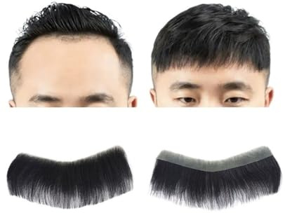 Peluca Peluquín for hombre estilo V, línea frontal, cabello humano liso, 0,06 mm, base de PU ultrafina