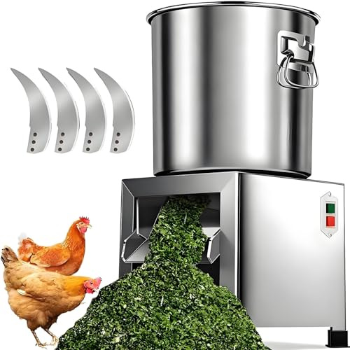 AiODiO Procesador de alimento para Aves, Picador eléctrico de Verduras, Corte rápido de 3500 RPM, Rendimiento de 50 a 200 kg/h, con 4 Cuchillas, para una alimentación Animal eficiente. 220V-1800W