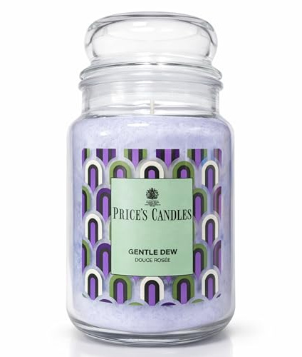 Price's Candles Gentle Dew doftljus i stor Giara 560 g, livslängd upp till 130 timmar, kamomillblomma och morgondagg, fräsch och avslappnande doft, glas med lock