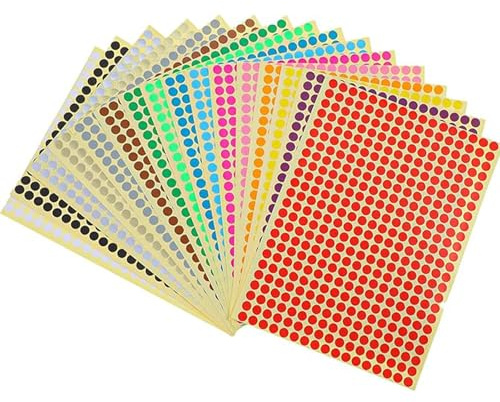 6528 Stück Klebepunkte Bunt,16 Blätter 6mm Runde Klebepunkte,Bunte Klebepunkte Mit 16 Farben,Kleine Farbkodierung Etiketten Markierungspunkte für Kalender Planer Kalender und zum Basteln