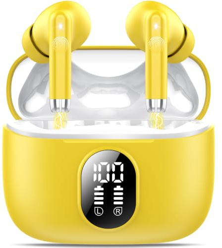QXQ S26 Auriculares Inalambricos Bluetooth 5.4 con ENC Reducción de Ruido | 6D Estéreo Cascos Inalambricos Bluetooth, 40 Horas Headphones con Pantalla LED, IP7 Impermeable Earbuds, Control Táctil,USB-C