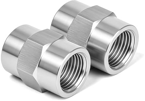 2 Pièces Manchon Fileté Femelle à Femelle BSP 1/2, Raccord à Filetage Interne en Acier Inoxydable pour Raccord de Tuyau d'Eau Gaz Huile - 20mm