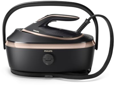 Philips PerfectCare 8000 Series Dampfbügelstation – 215g Dauerdampf, 750g Dampfstoss, Einfaches Tragen, OptimalTEMP, SteamGlide Elite, 1,4L, Easy De-Calc, Garantiert keine Brandflecken (PSG8300/80)