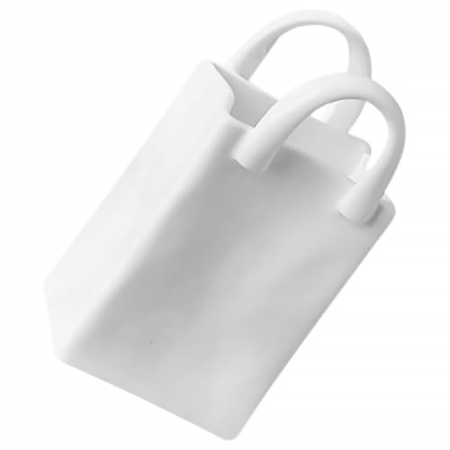 IWOWHERO Organizador de Brochas de Maquillaje de Textura Fina de Cerámica y Forma de Bolso, Jarrón Decorativo y Almacenamiento Funcional para Escritorio