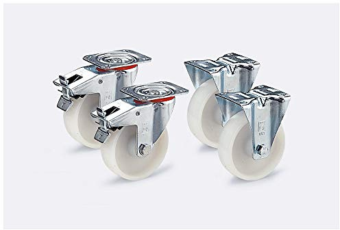 Wicke | Ruota in poliammide | in set | 2 rotelle pivottanti con fermo doppio | 2 rotelle a supporto fisso | cuscinetti a rulli | Ø x larghezza ruota 80 x 35 mm