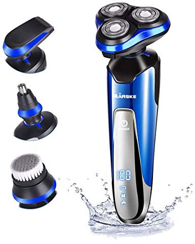 Rasoir électrique pour hommes 4 en 1 Rasoirs électroniques rasoir à batterie rechargeable homeasy 4D IPX7 Rasoir rotatif étanche pour hommes mouillés et secs avec brosse à récurer pour le visage