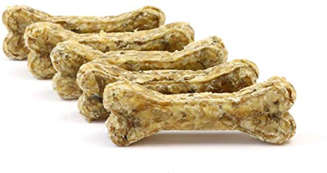 DOGBOSS 100% Natur Kauknochen Hundeknochen speziell für Welpen ab der 16. Lebenswoche & Seniorhunde, Rinderhaut mit Dorsch, 5 Stück 12 cm