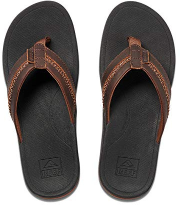 Reef LTHR ORTHO-BOUNCE COAST, Men’s Flip-Flop, BLACK/BROWN,