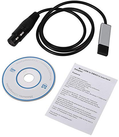 Jadpes Mini USB auf DMX-Schnittstellen-Adapter, Controller DMX512 Computer Bühnenbeleuchtung Controller Dimmer
