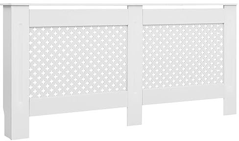 vidaXL Copertura per Radiatore Decorativa Copri Termosifone Protezione Riscaldamento Copertura Stufa Bianco Opaco 172x19x81,5 cm in MDF