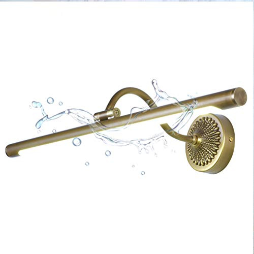 ACMHNC LED Spiegelleuchte Vintage Badezimmer Wasserdichte Spiegellampe Antik Messing Badlampe Schminktisch Wandleuchte 240° Winkel Einstellbar Schminklicht Neutral weiß 4000K,Messing,Ø58CM/12W