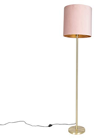 Qazqa Modern Stehleuchte mit Schirm, Stehlampe - Simplo - Rosa, max. 60W, Geeignet für LED, 184cm, Ideal als Schlafzimmerlampe und Wohnzimmerlampe