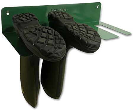 Indoor Outdoors Wellington 2 pairs Boot Storage Rack - Powder Coated Finish Wall Mountable Footwear Cabinet Preventing Build-up of Mud and Grime - Vibrant Green (600 x 250 x 120 mm)